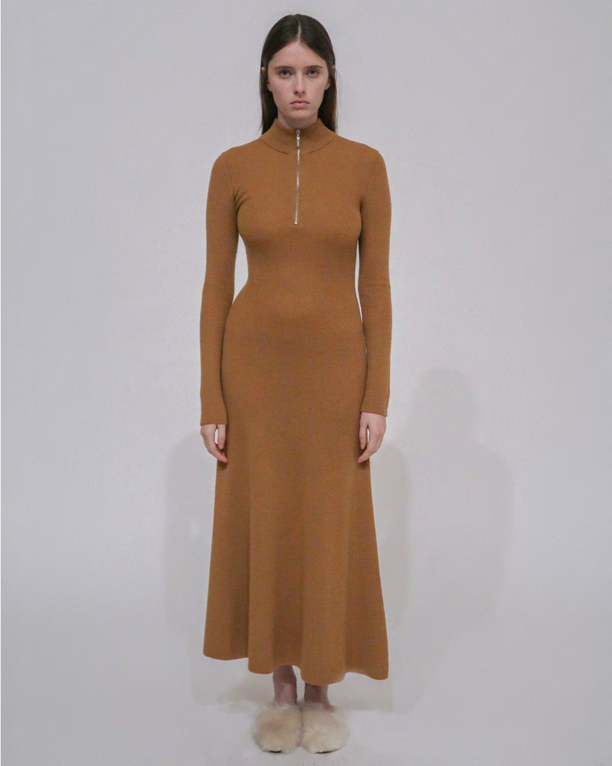 Rosetta Getty Ribbed Wool Turtleneck Maxi Dress - Camel Rosetta Getty Ribbed Wool Turtleneck Maxi Dress - Camel