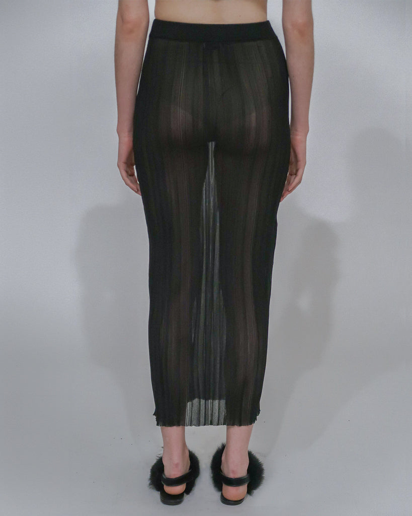 SHEER PLISSE MAXI SKIRT