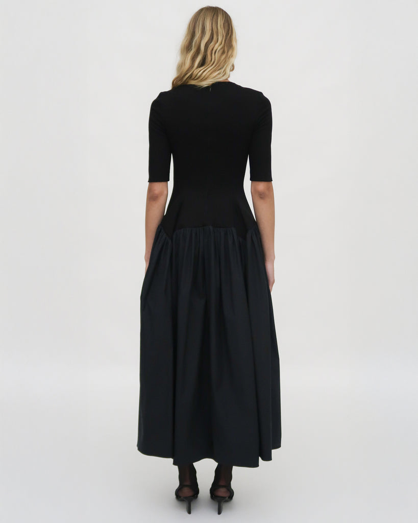 FITTED GATHERED PEPLUM COMBO DRESS