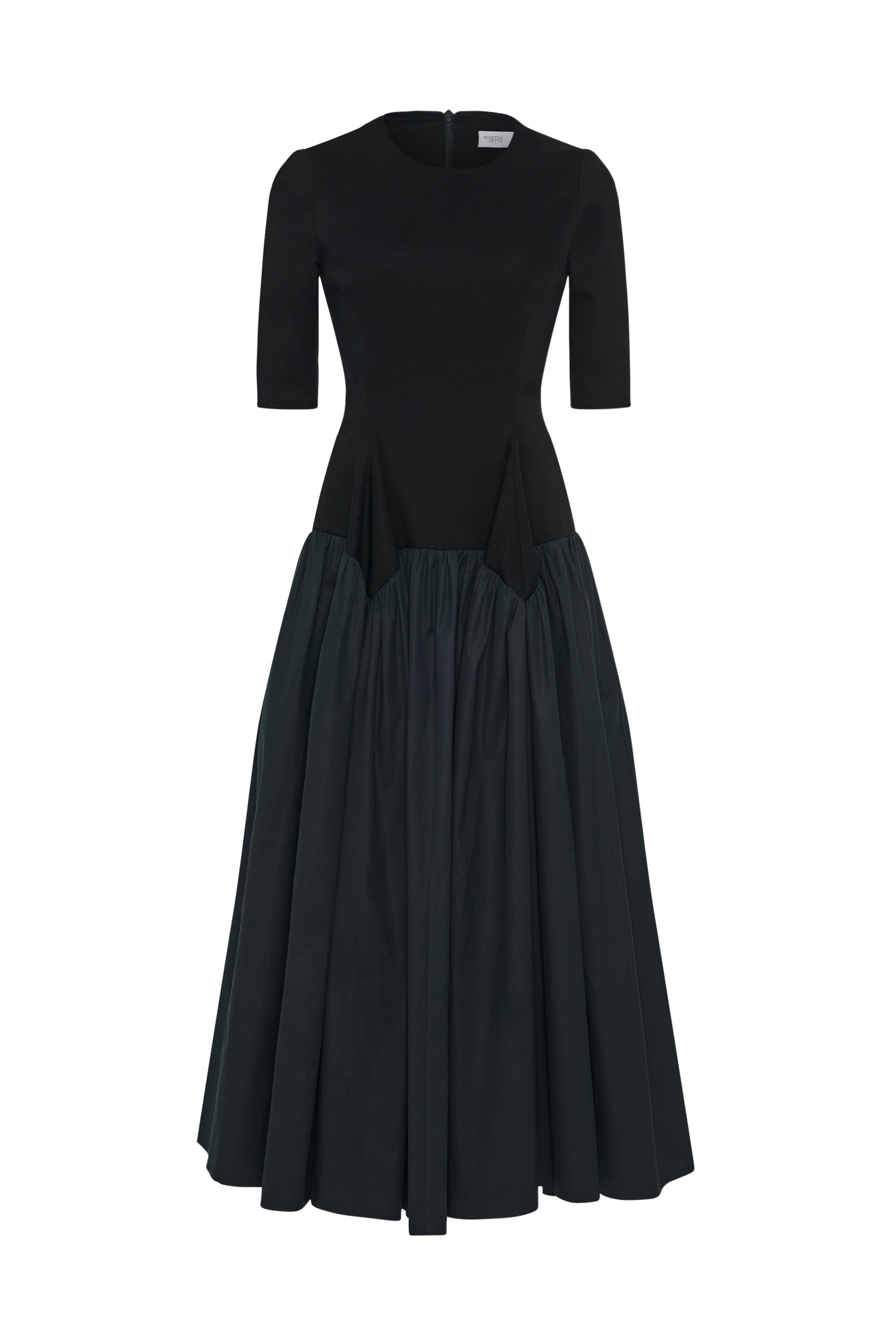 Rosetta Getty | Fitted Gathered Peplum Combo Dress | S | Black Rosetta Getty | Fitted Gathered Peplum Combo Dress | S | Black