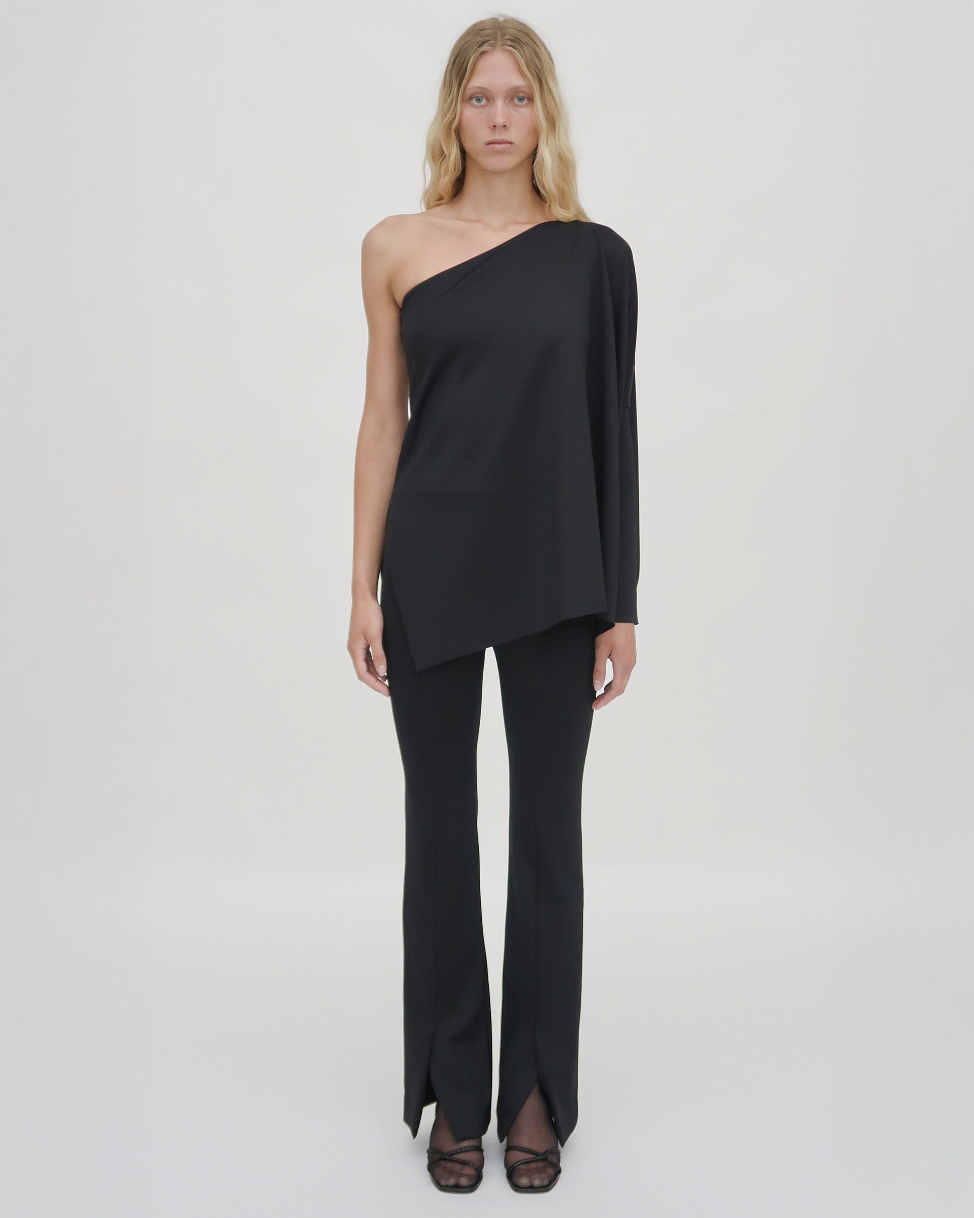 rosetta getty one shoulder dress Rosetta Getty Fold Shoulder Dress - Black