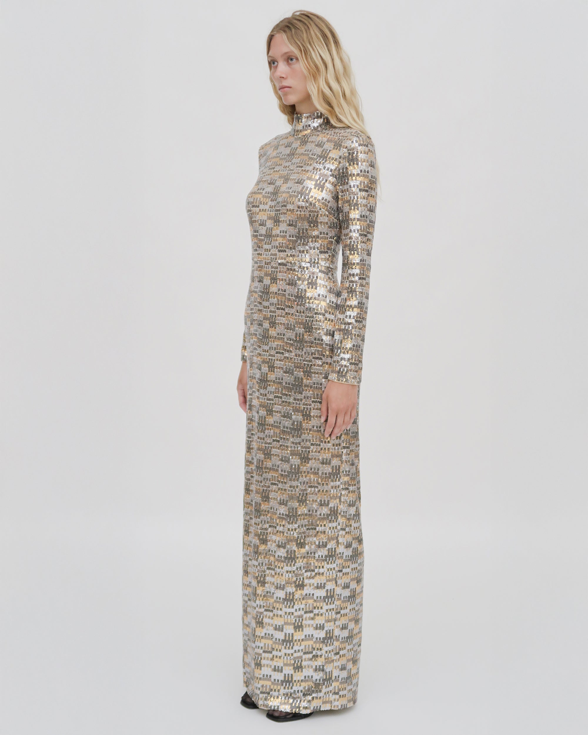 Rosetta Getty Fitted Turtleneck Maxi Dress | Multi | Size 8