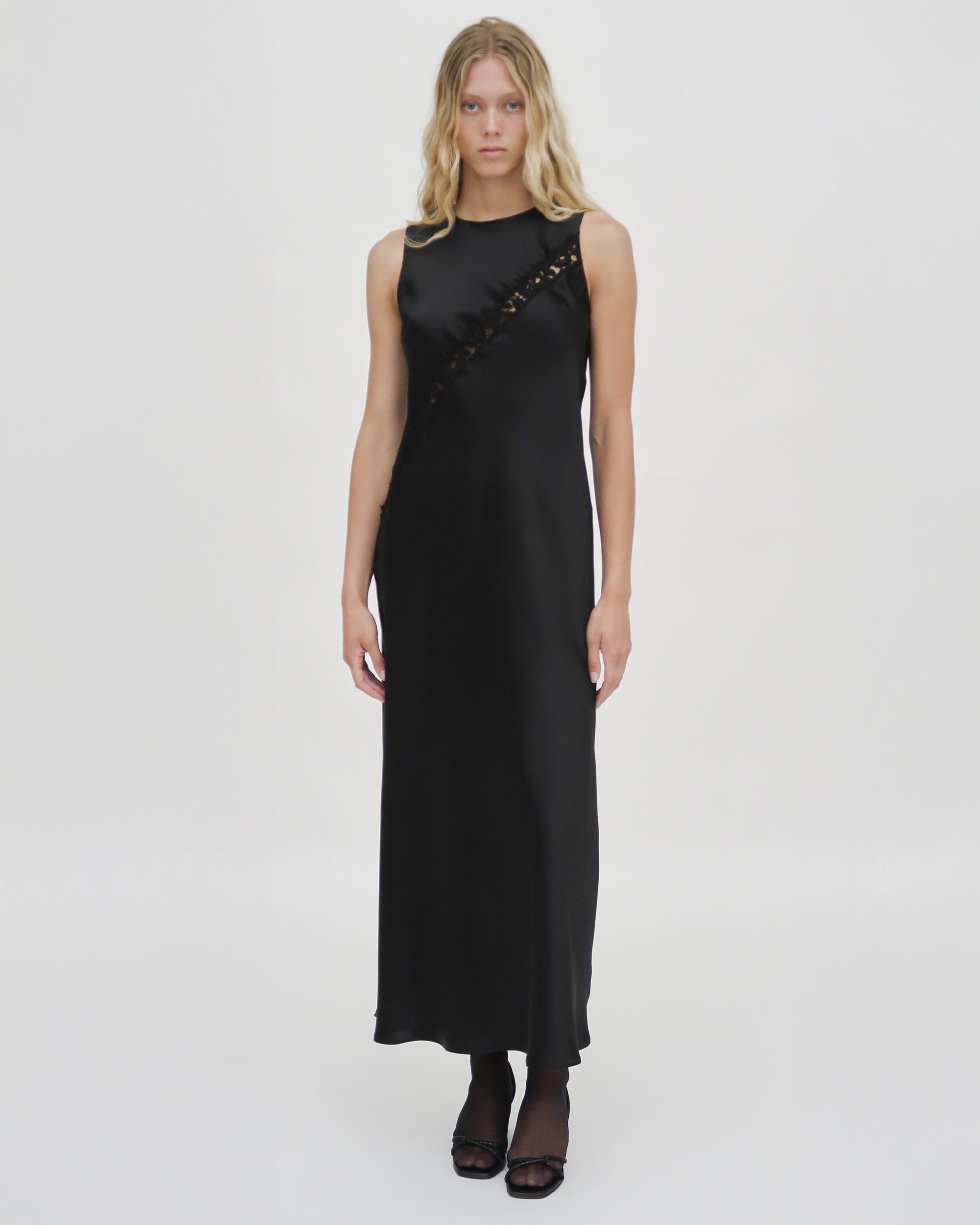 Rosetta Getty BIAS LACE Panel Dress - Black Rosetta Getty BIAS LACE Panel Dress - Black