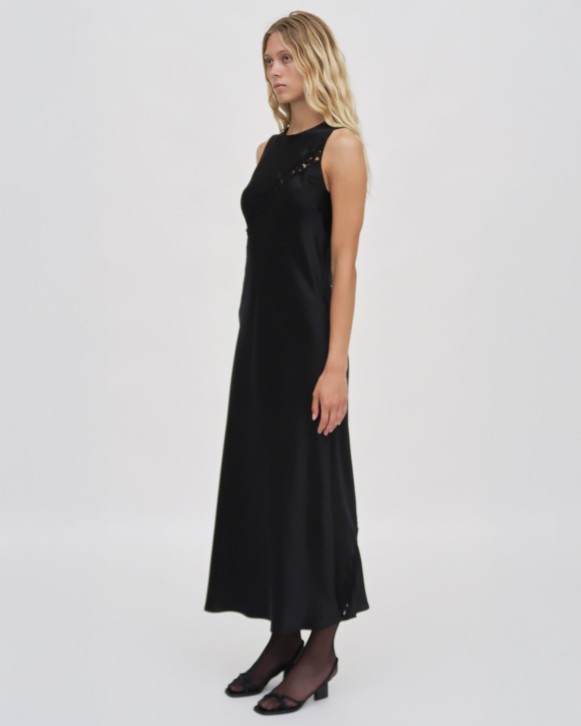 Rosetta Getty BIAS LACE Panel Dress - Black Rosetta Getty BIAS LACE Panel Dress - Black