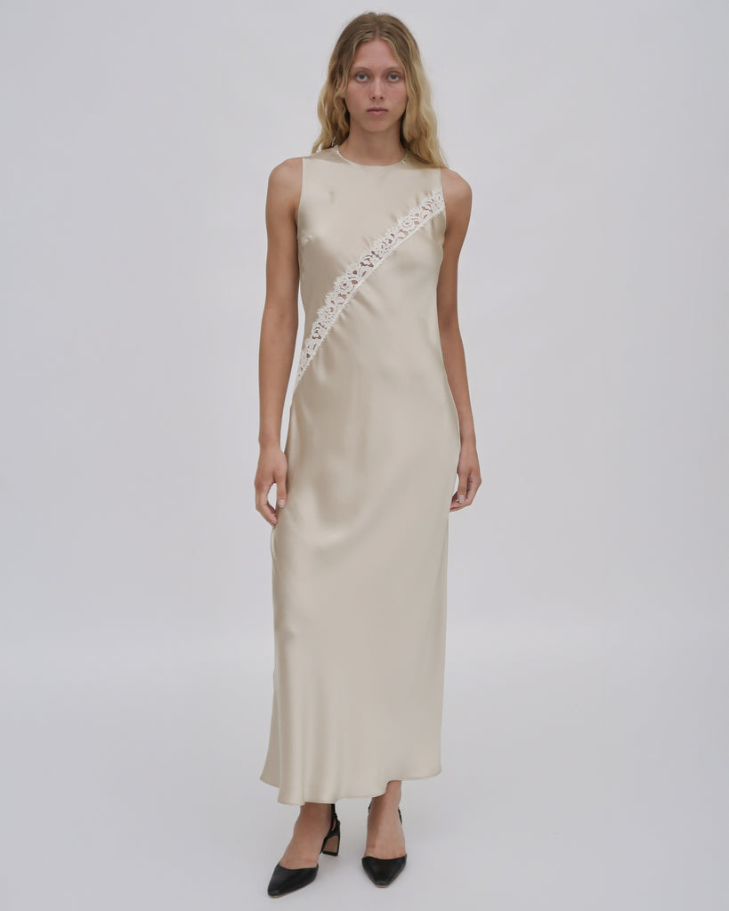 BIAS LACE PANEL DRESS