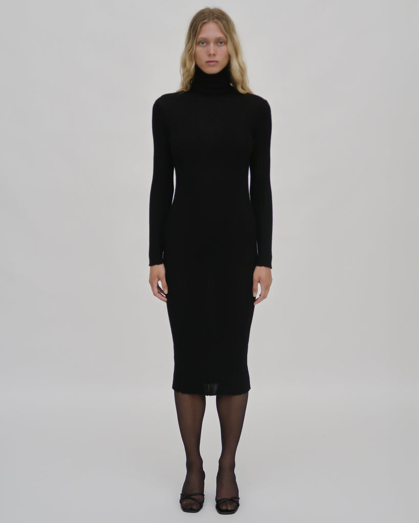PLISSE TURTLENECK DRESS