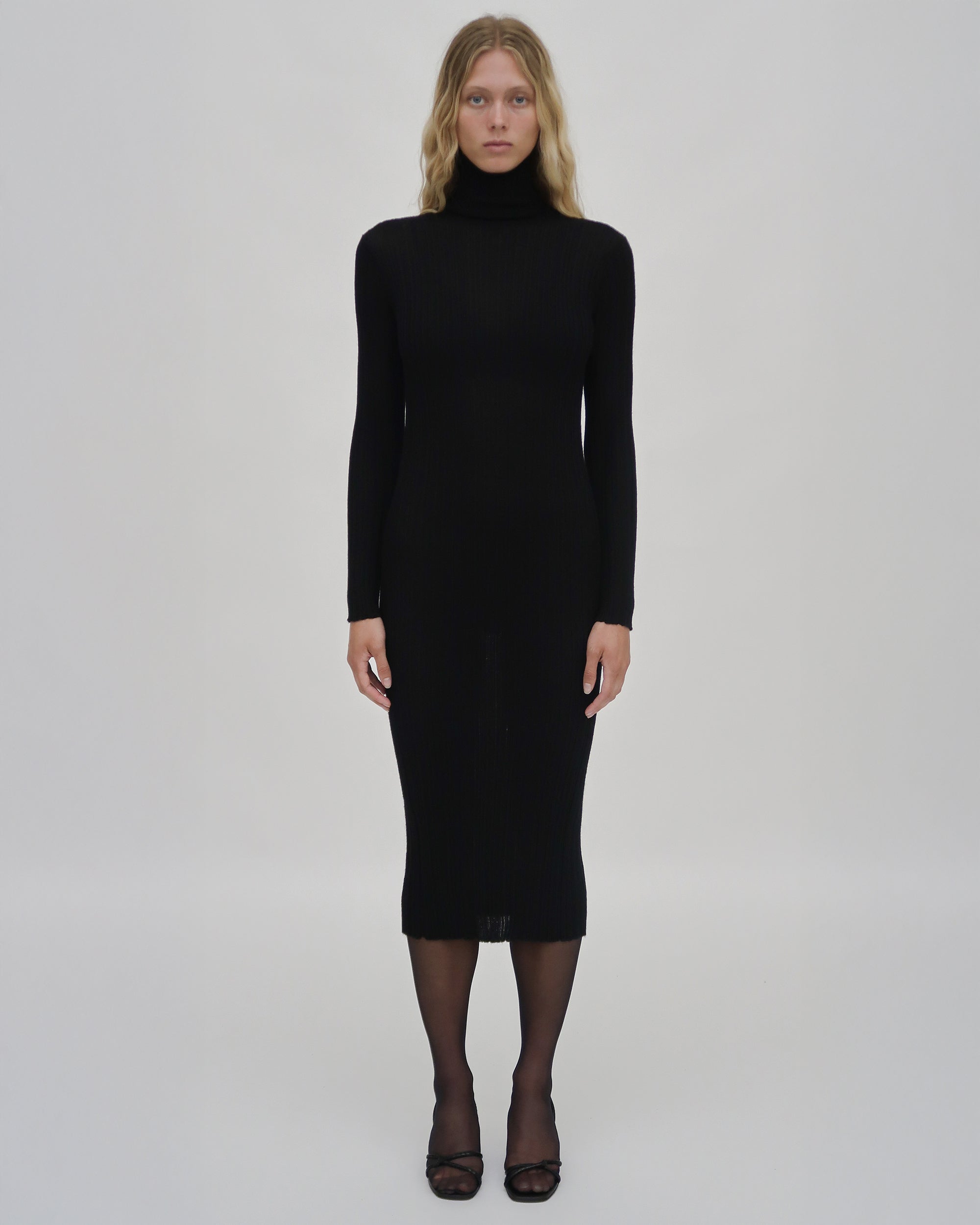 Rosetta Getty | Plisse Turtleneck Dress | XS
