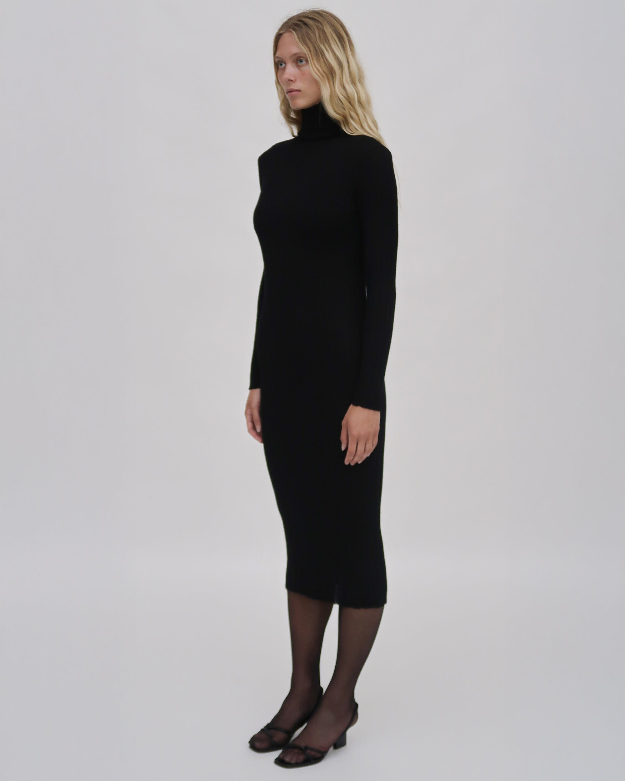 Rosetta Getty | Plisse Turtleneck Dress | Xs | Black Rosetta Getty | Plisse Turtleneck Dress | Xs | Black