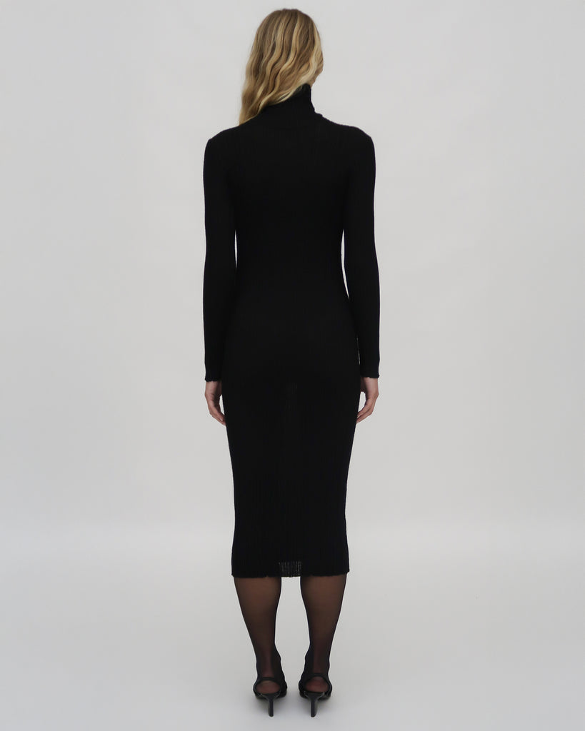 PLISSE TURTLENECK DRESS