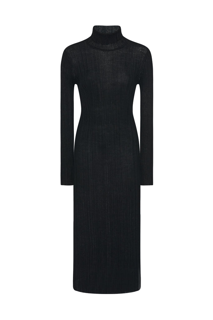 PLISSE TURTLENECK DRESS
