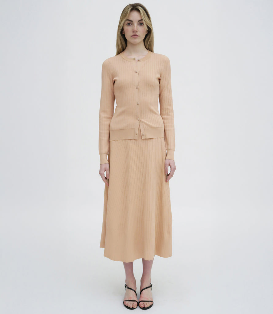 RIB FLARED SKIRT
