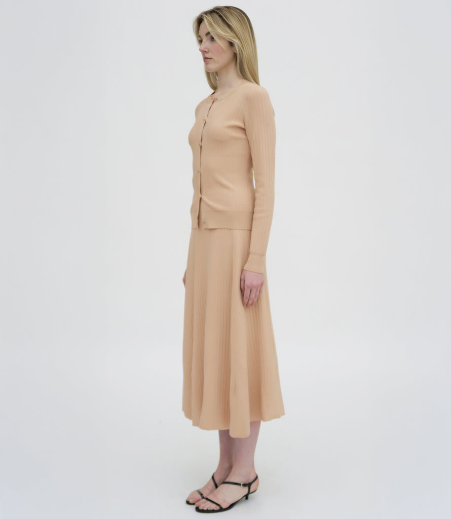 RIB FLARED SKIRT