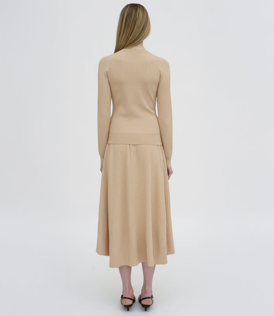 RIB FLARED SKIRT
