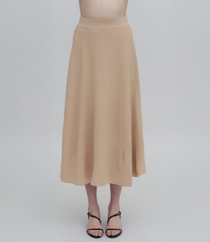 RIB FLARED SKIRT