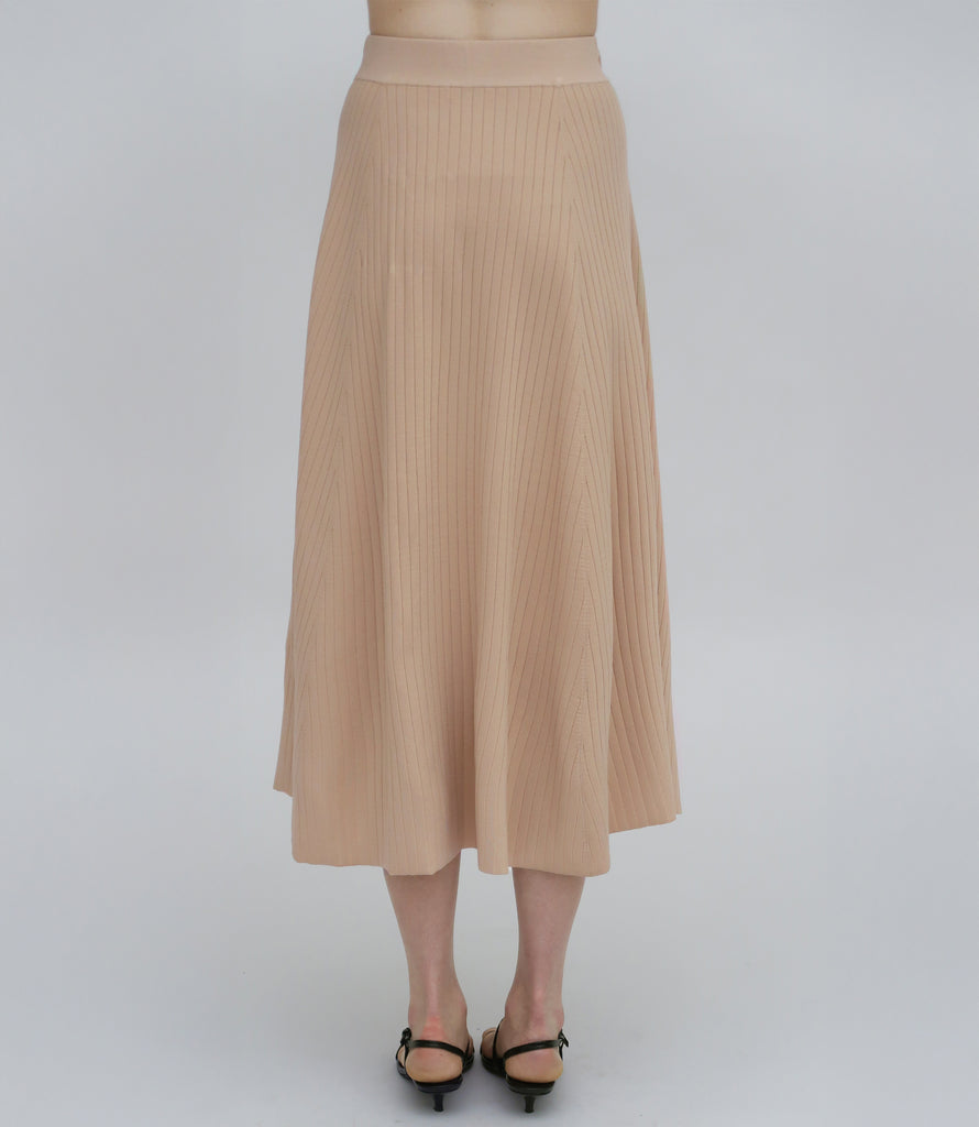 RIB FLARED SKIRT