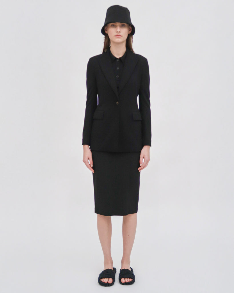 PULL ON PENCIL SKIRT - SOLID INTERLOCK