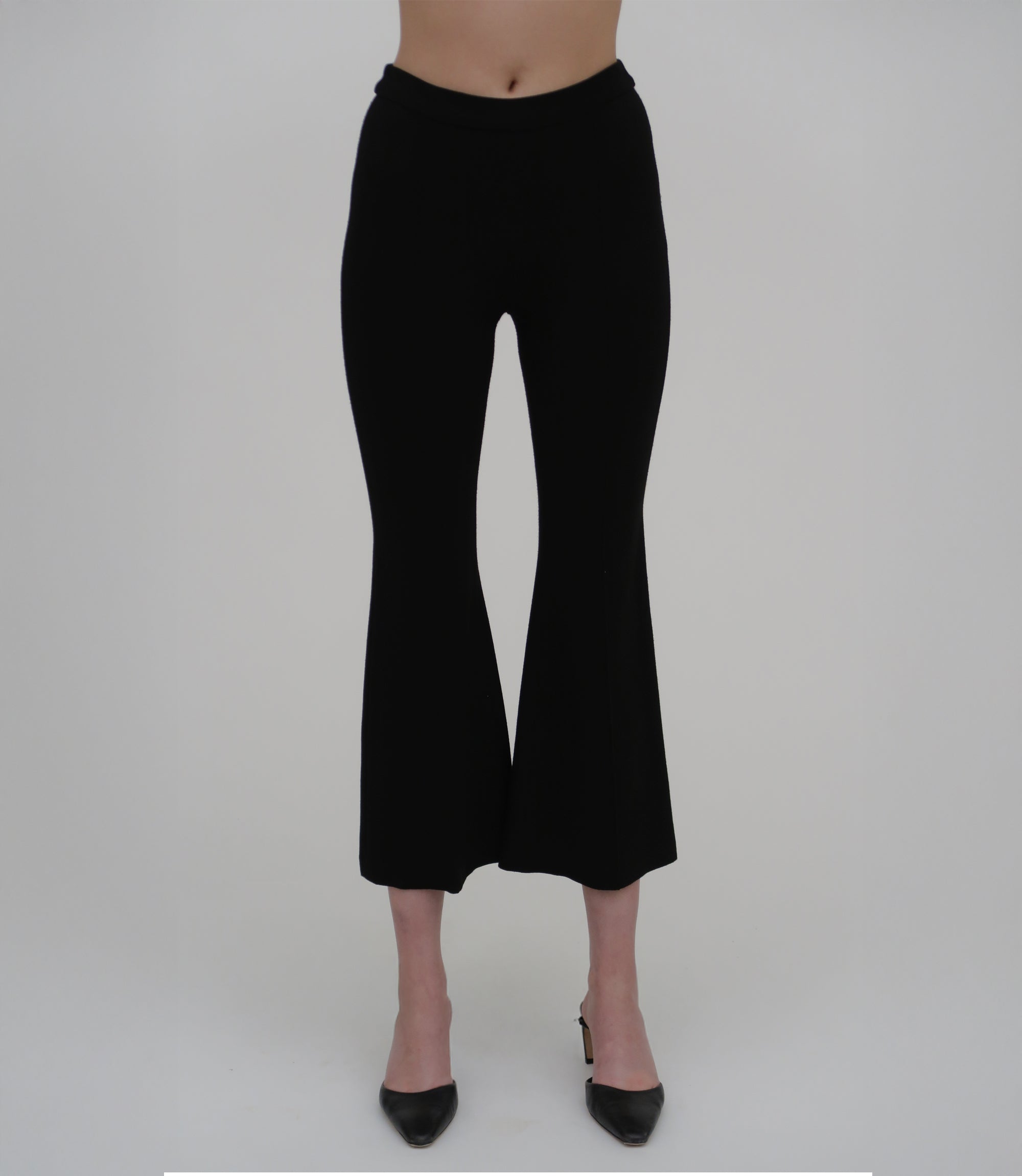 crop flare dress pants Faye Flare Cropped Pant in Black Ponte Knit
