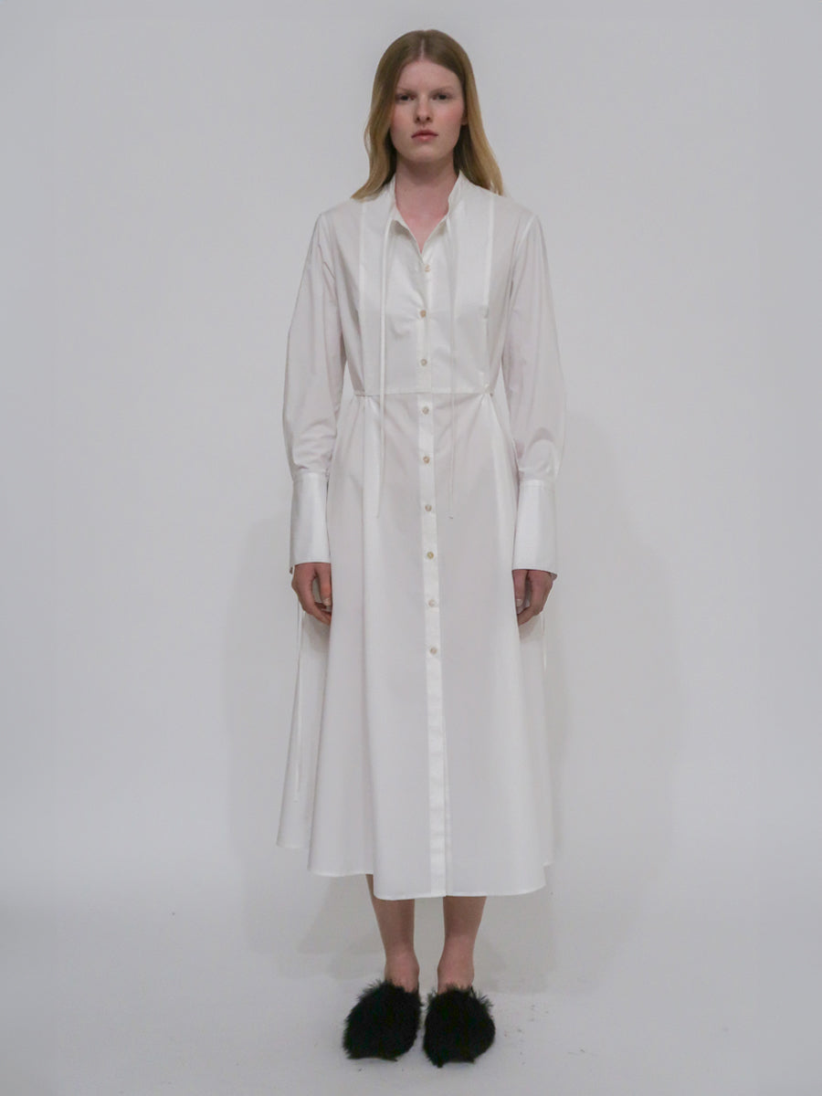 Rosetta Getty BIB TIE Shirt Dress - White Rosetta Getty BIB TIE Shirt Dress - White