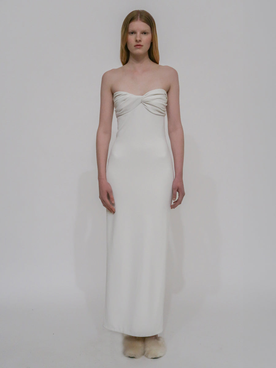 rosetta cutout cotton & linen strapless dress Petal & Pup Rosetta Cutout Cotton & Linen Strapless Dress - White
