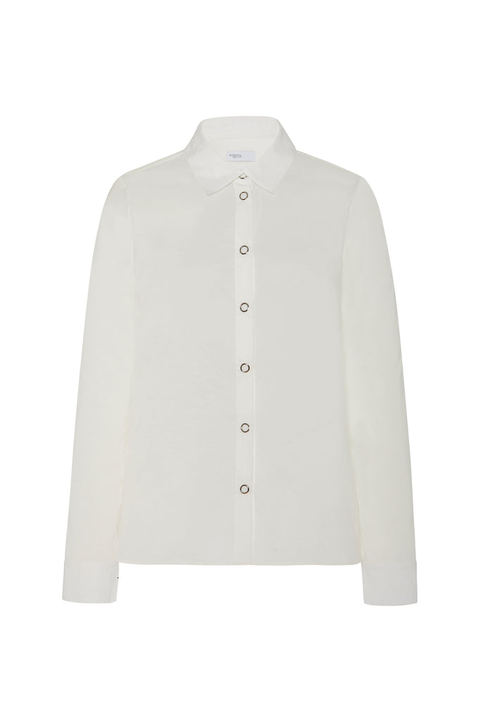 FITTED SNAP FRONT SHIRT - STRETCH ORGANZA