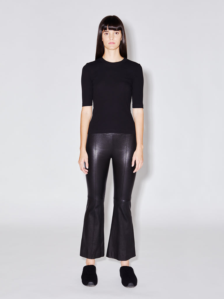 Pull On Cropped Leather Flare