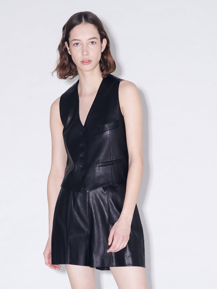 leather vest dress Retori Leather Vest Dress in Wool